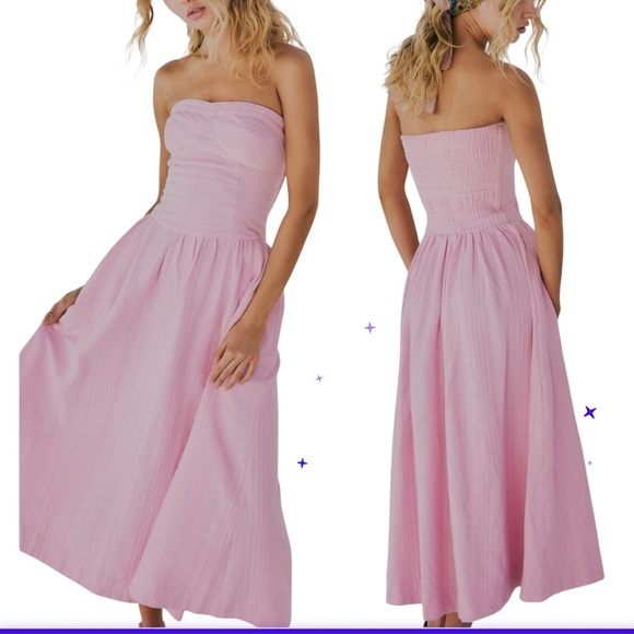 Free People Dresses & Skirts - FREE PEOPLE MARBELLA SLEEVELESS MIDI DRESS ROMANCE PINK LARGE